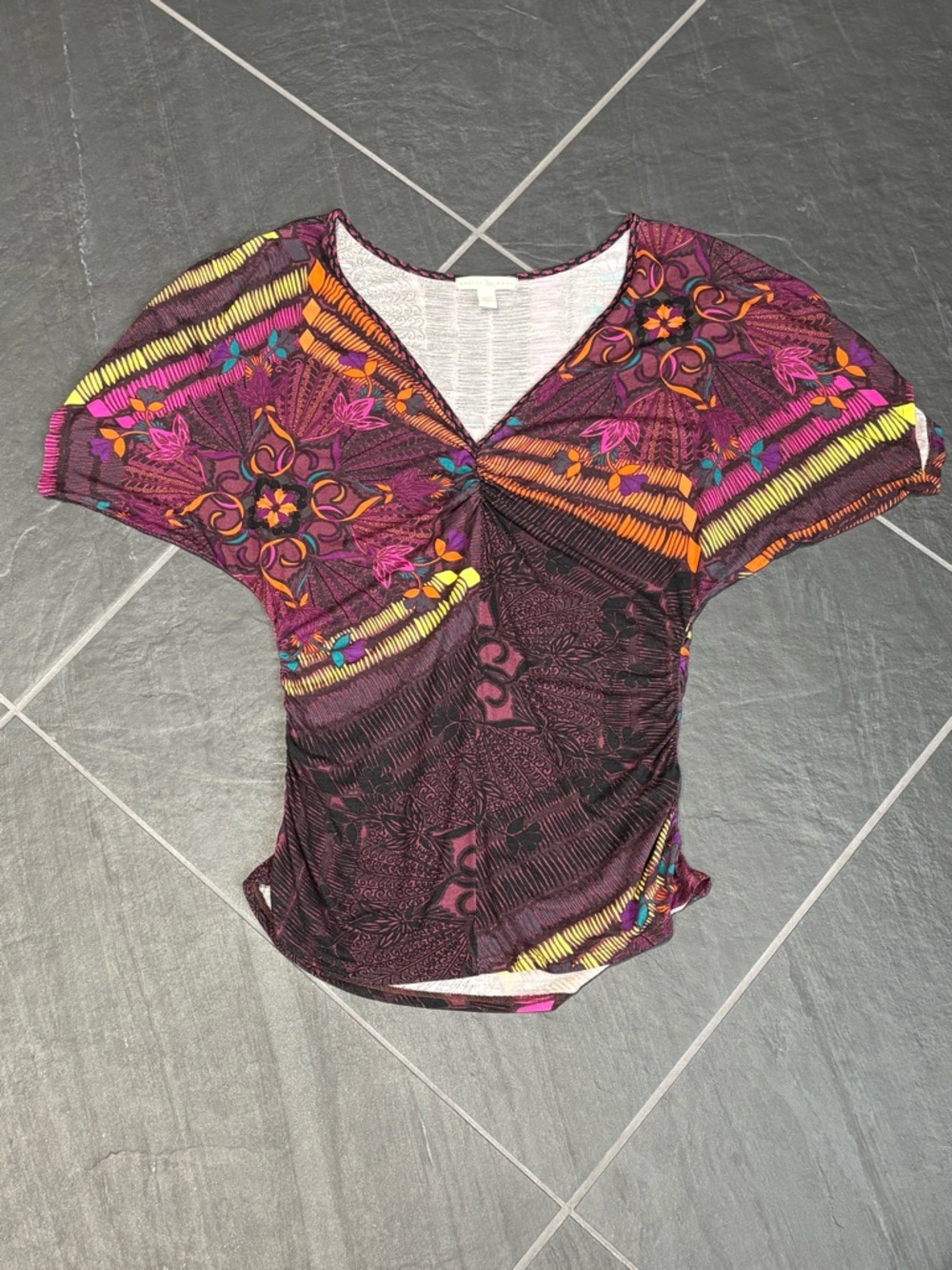 Weston Wear Boho Bodycon Top Large Purple